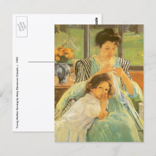 Postal Madre joven masticando por Mary Cassatt, arte vint