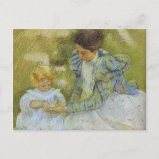 Postal Madre jugando con su hijo. c.1897, Mary Cassat