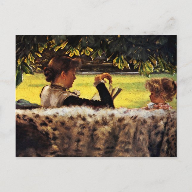 Postal Madre leyendo a su pequeña niña (Anverso)