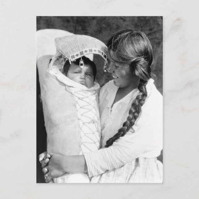 Postal Madre Nativa Estadounidense Con Su Papola (Anverso)