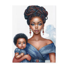 Madre negra e hijo en azul