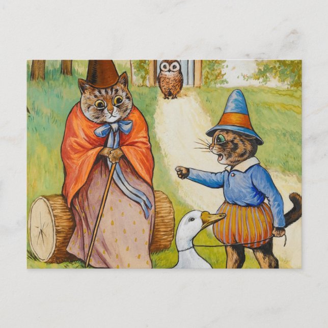 Postal Madre oca en casa por Louis Wain (Anverso)