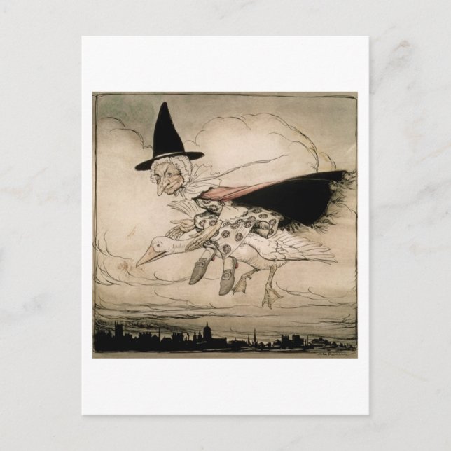 Postal Madre oca, portada de "Madre Goose el Ol" (Anverso)