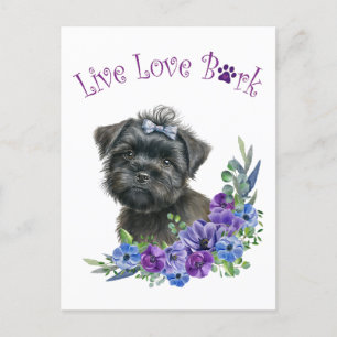 Postal Madre Perro Affenpinscher Floral