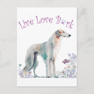 Postal Madre Perro Borzoi Floral