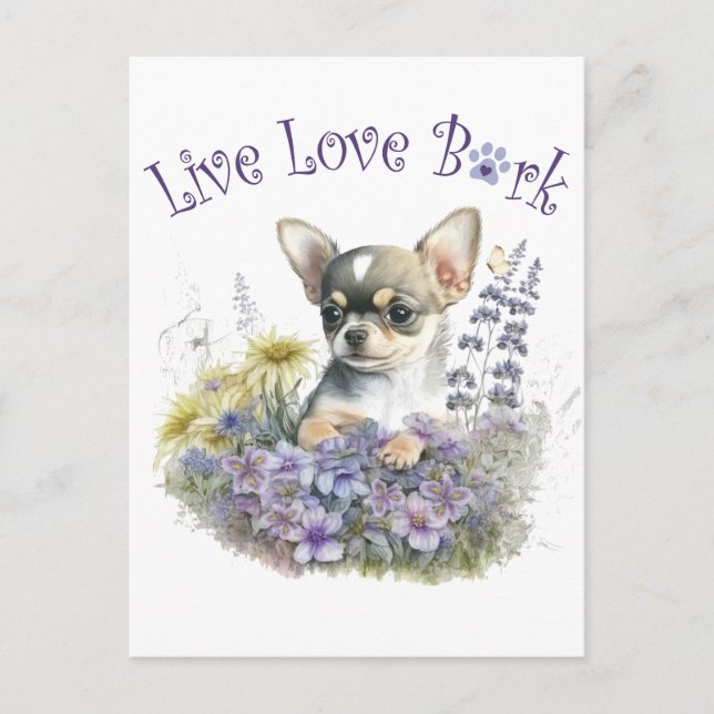 Postal Madre Perro Chihuahua Floral (Anverso)