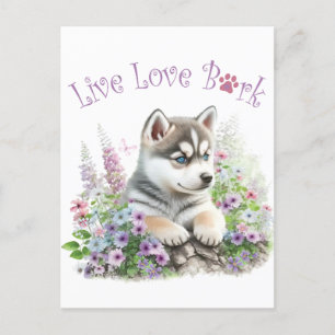 Postal Madre Perro Husky Floral