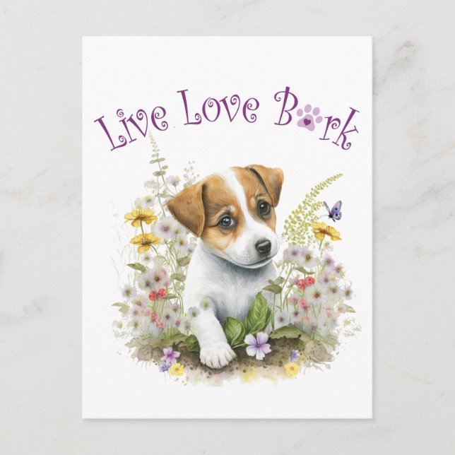 Postal Madre Perro Jack Russell Floral (Anverso)