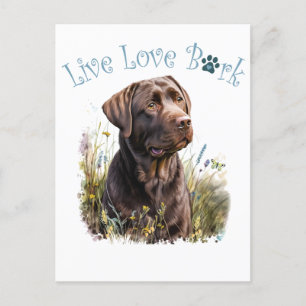 Postal Madre Perro Lab Chocolate Floral