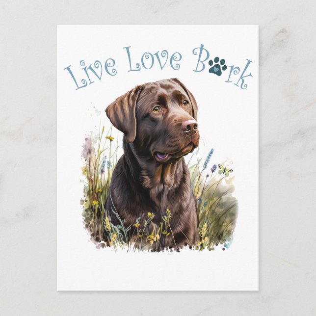Postal Madre Perro Lab Chocolate Floral (Anverso)