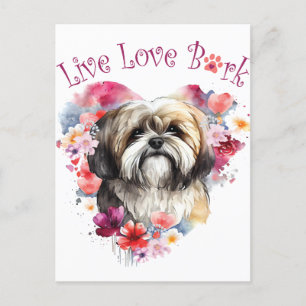 Postal Madre Perro Lhasa Apso Floral