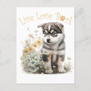 Postal Madre Perro Malamute de Alaska Floral