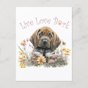 Postal Madre Perro Sabueso Floral