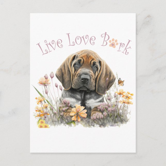 Postal Madre Perro Sabueso Floral (Anverso)