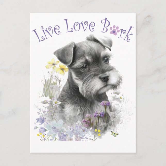 Postal Madre Perro Schnauzer Floral (Anverso)