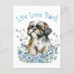 Postal Madre Perro Shih Tzu Floral