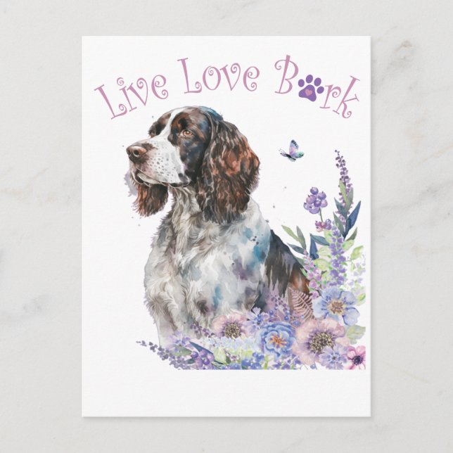 Postal Madre Perro Springer Spaniel Floral (Anverso)