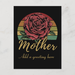 Postal Madre Rosa Roja Retro Angustiada