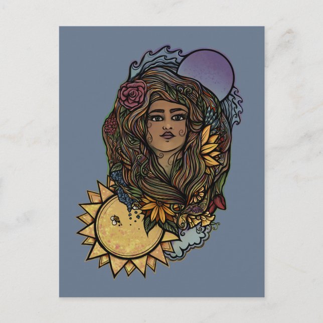 Postal Madre Tierra, diosa del tarot mundial (Anverso)