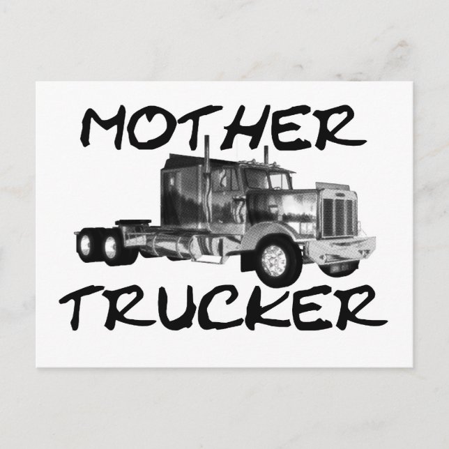 POSTAL MADRE TRUCKER - NEGRO Y BLANCO (Anverso)