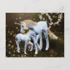 Postal Madre y bebé unicornio