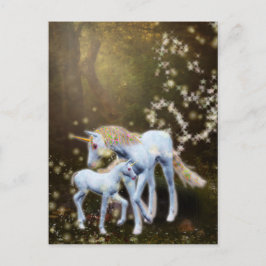 Postal Madre y bebé unicornio