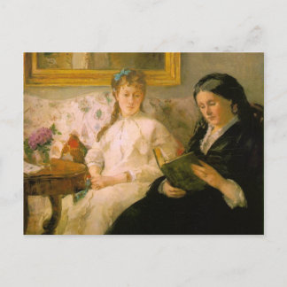 Postal Madre y hermana del artista leyendo