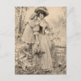 Postal Madre Y Hija Vintage