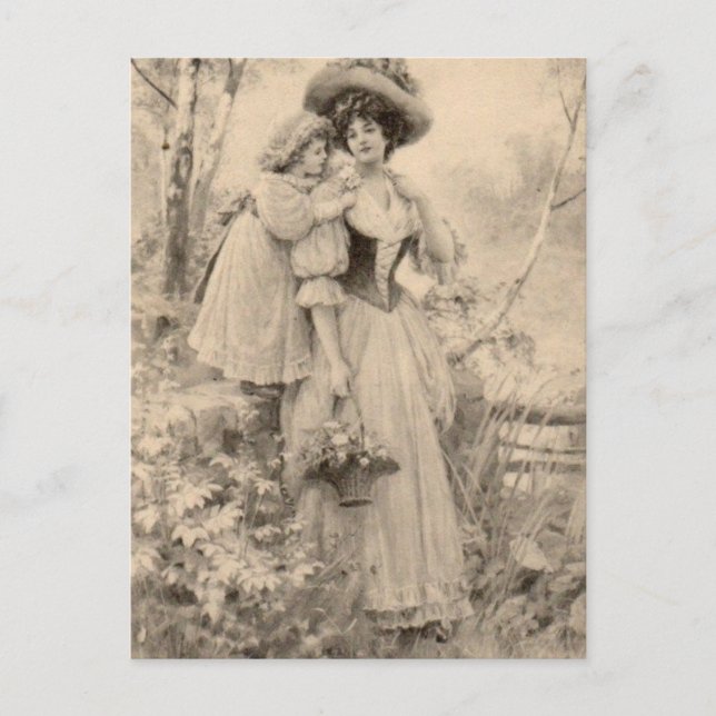 Postal Madre Y Hija Vintage (Anverso)