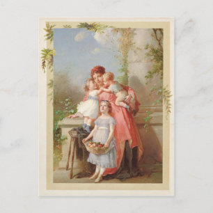 Postal Madre y niños reproducción vintage