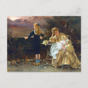 Postal Madre y sus hijos por Alfred Stevens