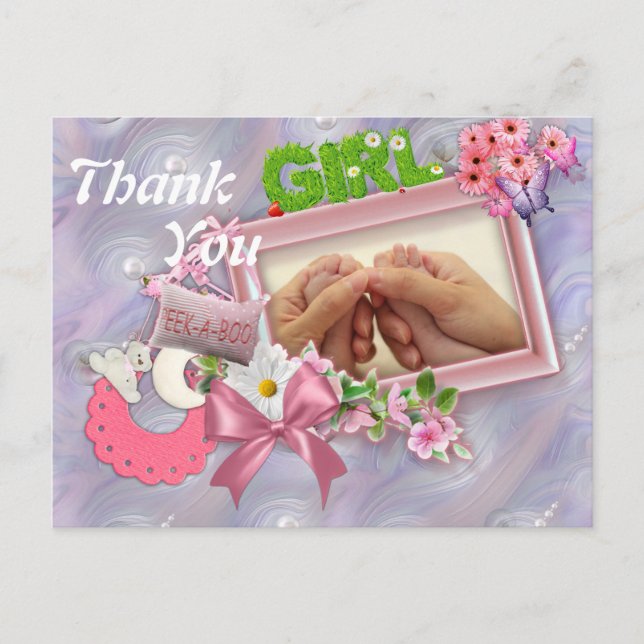 Postal Madreperlas dando a luz a una niña (Anverso)