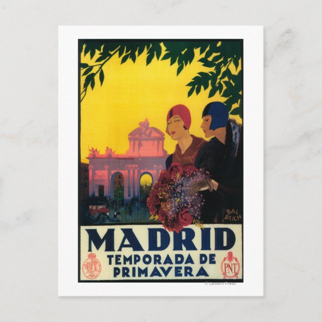 Postal Madrid en Springtime Poster de promoción de viajes (Anverso)