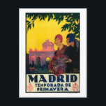 Postal Madrid en Springtime Poster de promoción de viajes<br><div class="desc">Madrid,  España - Madrid en Springtime Travel Promotional Poster - Madrid,  España fue creada en 1930. Esta imagen representa escenas de Madrid,  España.</div>