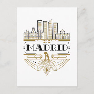 Postal Madrid España Art Deco Recuerdo Estético