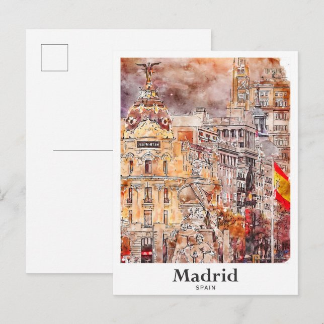 Postal Madrid España Arte Viaje Mano acuática (Anverso / Reverso)