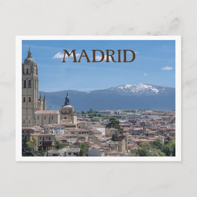 Postal Madrid, España City View with Mountains (Anverso)