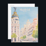 Postal Madrid España Gouache Paint Ilustracion Viaje<br><div class="desc">Madrid España Gouache Paint Ilustracion suave color pastel estilo vintage</div>
