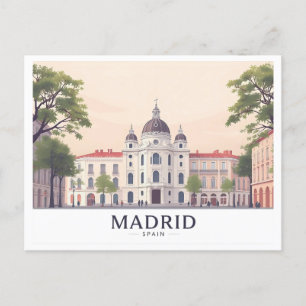 Postal Madrid España Real Palacio Pastel Diseño Vial