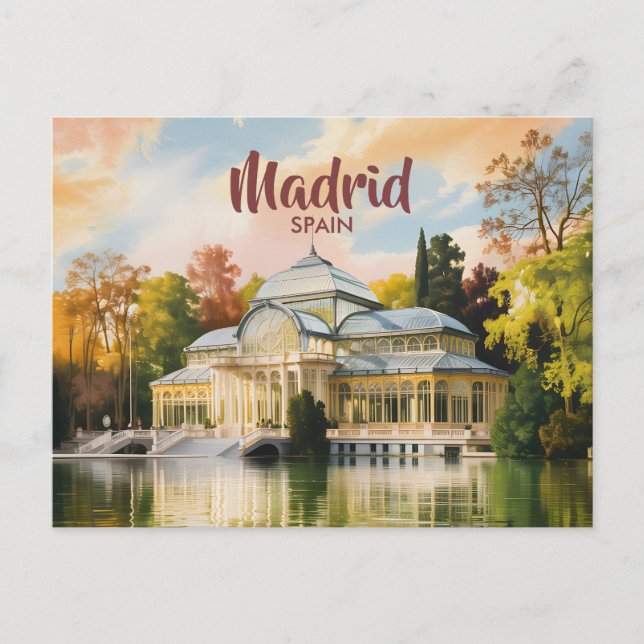 Postal Madrid Spain Palacio de Cristal Watercolor Travel (Anverso)