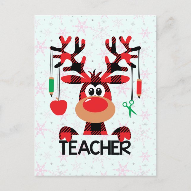 Postal Maestra de Buffalo Plaid navidades (Anverso)