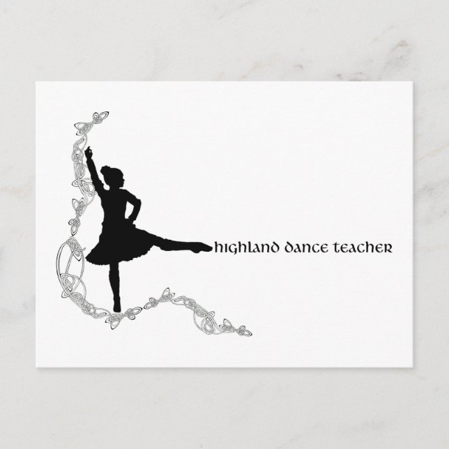 Postal Maestra de danza Highland - Silhouette negra (Anverso)