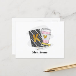 Postal Maestra de jardín de infantes Cuaderno negro Café 