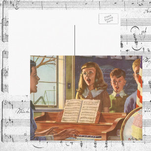 Postal Maestra de música vintage enseñando a cantar a los