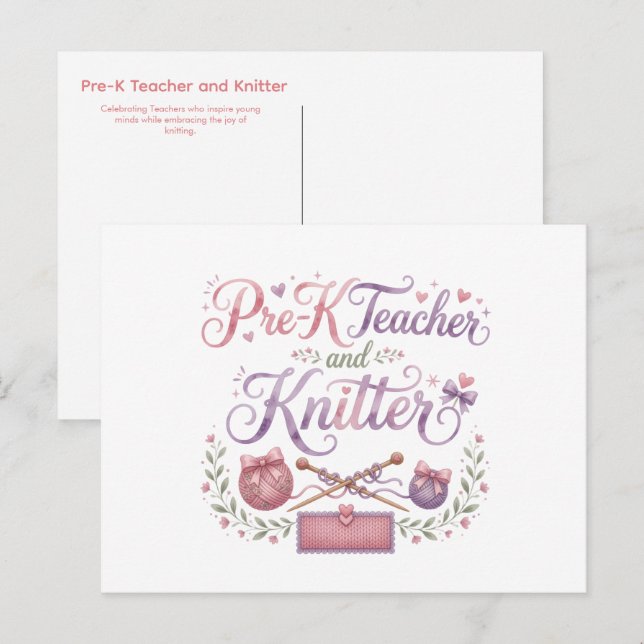 Postal Maestra de Pre-K y Tejedora | Maestra (Anverso / Reverso)
