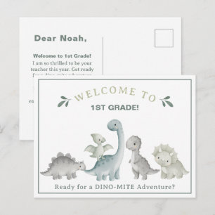 Postal Maestra linda de dinosaurios Bienvenidos a 1er gra