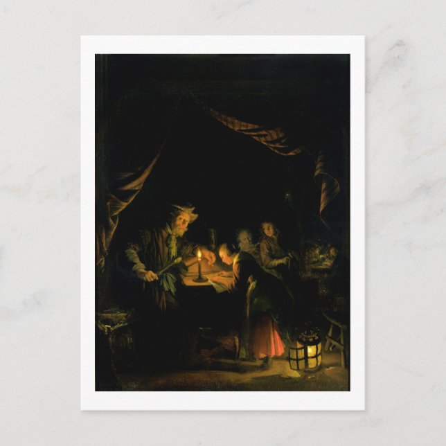 Postal Maestría escolar, 1660-65 (petróleo en el panel) (Anverso)