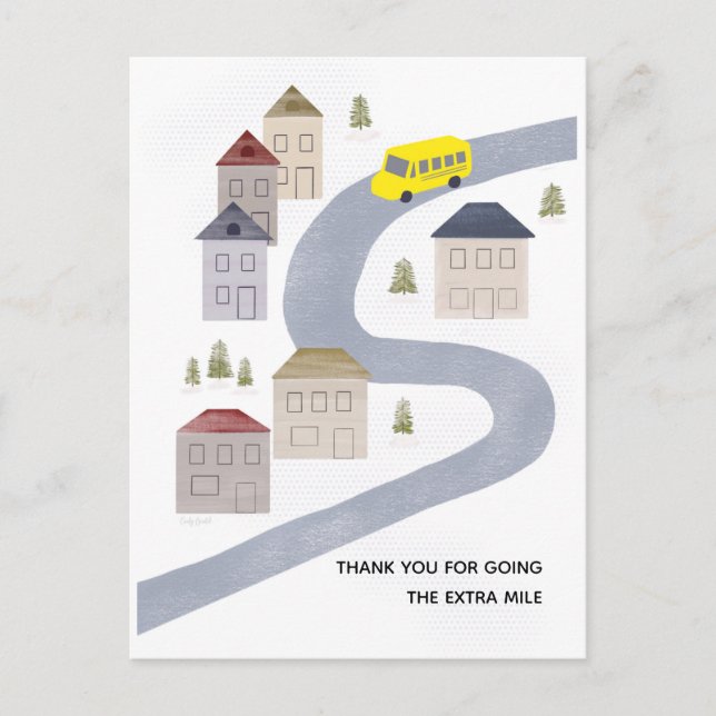 Postal Maestro De Autobús De Escuela Gracias Navidad  (Anverso)