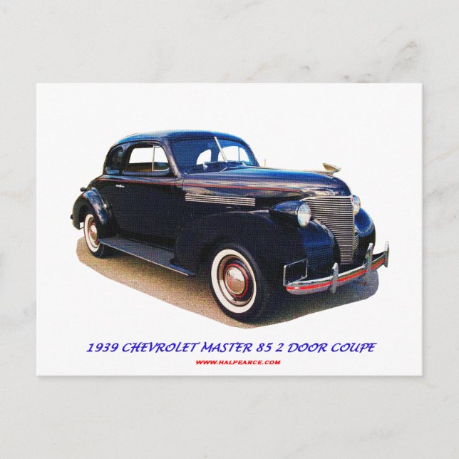 POSTAL MAESTRO DE CHEVROLET DE 1939 85 2 PUERTA (Anverso)