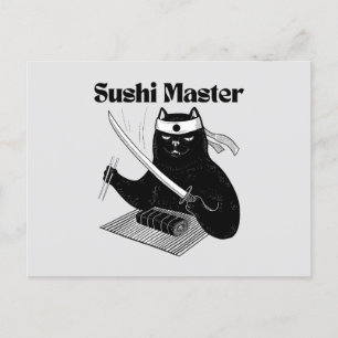 Postal maestro de sushi, gato de sushi